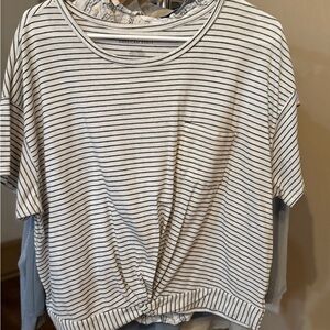 American Eagle Outfitters Black and White Striped Tee